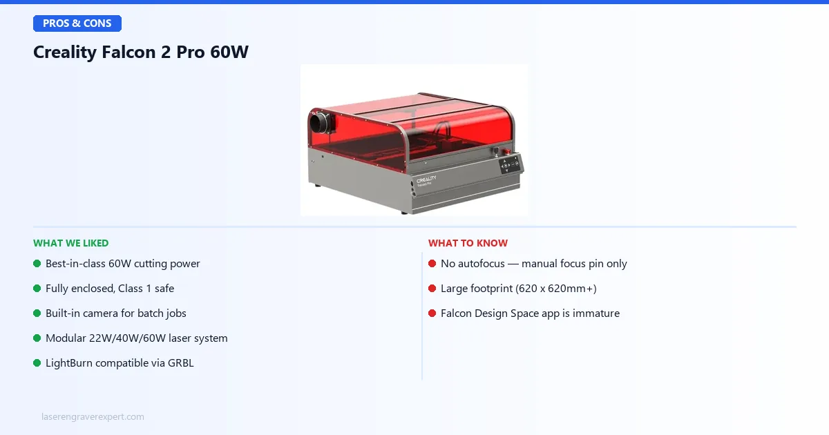 Creality Falcon 2 Pro 60W pros and cons