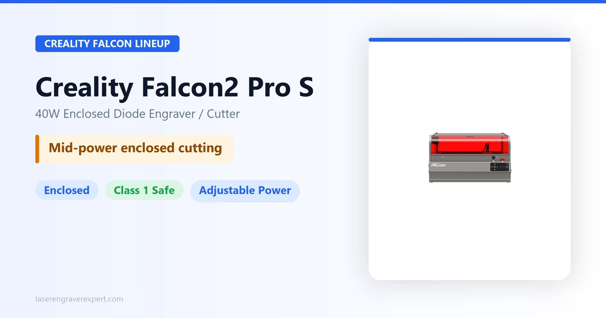 Creality Falcon2 Pro S 40W — fully enclosed diode laser engraver and cutter with adjustable power output
