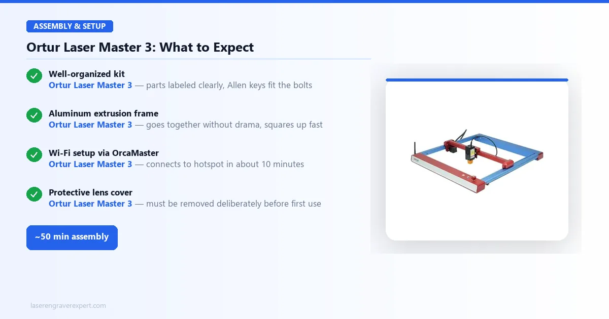 Ortur Laser Master 3 assembly and setup checklist